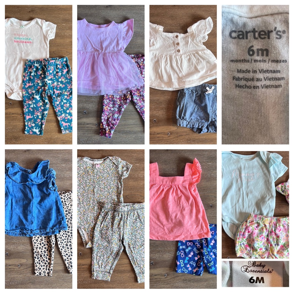 6 Carter's Baby Matching Sets -Pink, White, Blue, Floral & 1 Baby Essentials Lot